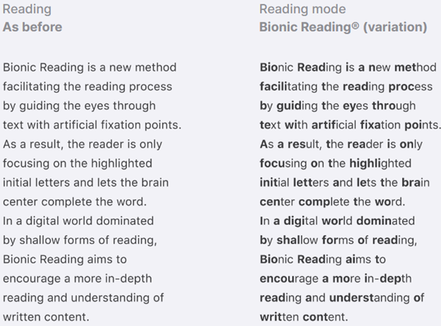 bionic reading example, technology, devices